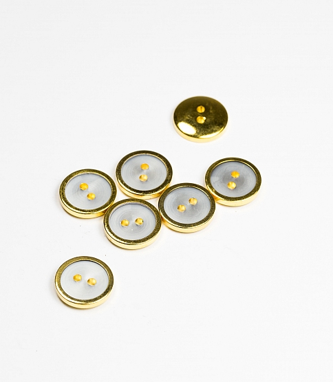 2 Hole Gold Rim Button Size 24L x10 - Click Image to Close